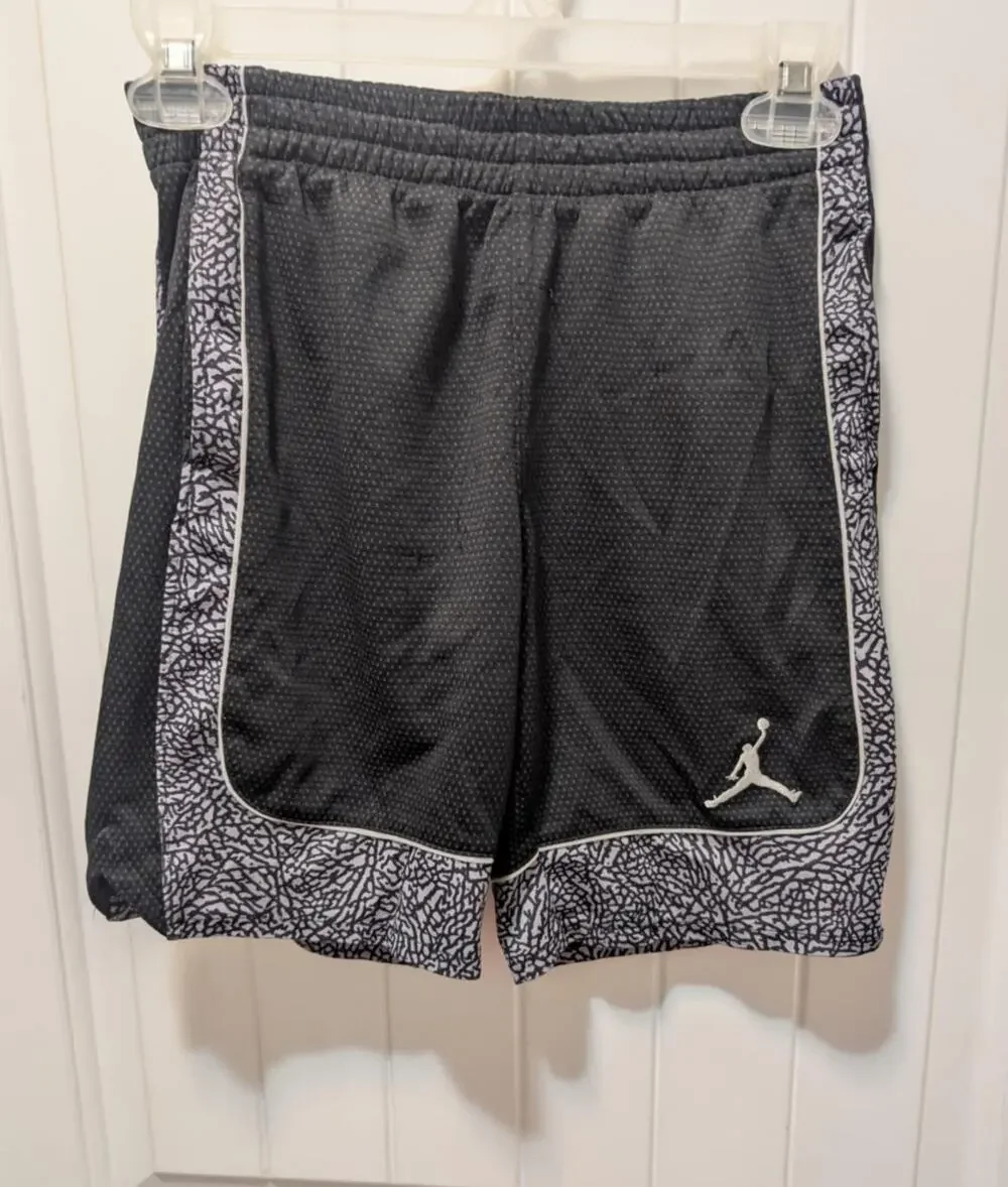 Nike Dri-Fit Jordan Basketball Shorts, Boys S (8-10YR), Black, Gray & White, EUC